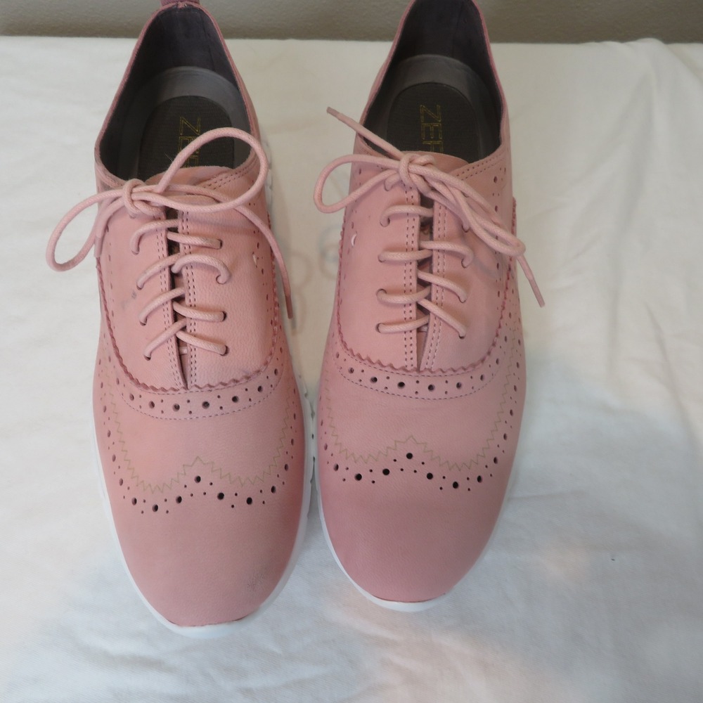 Cole Haan Zerogrand Wingtip Oxford Shoes Pink Leather W00242 Mens 7.5 NWOT